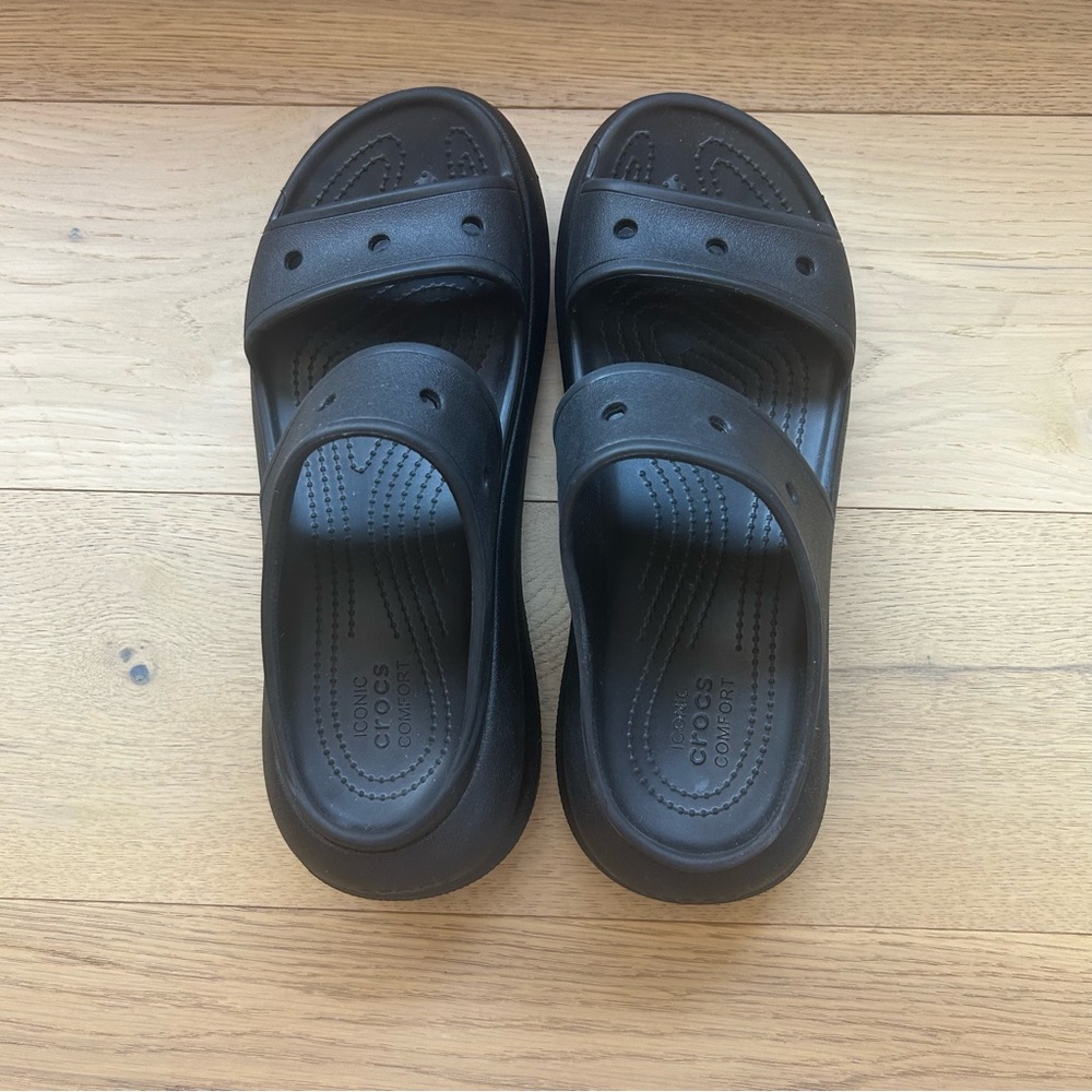 CROCS Classic Black Dual-Strap Slide Sandals - Picture 3 of 6